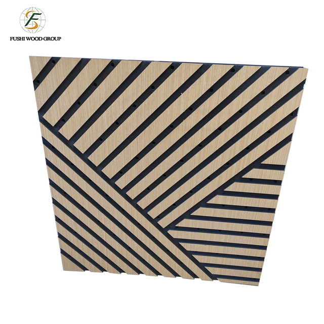 Red Oak Veneer Laminated MDF Polyester Sound Absorption Panels for Interior Wall Decoration