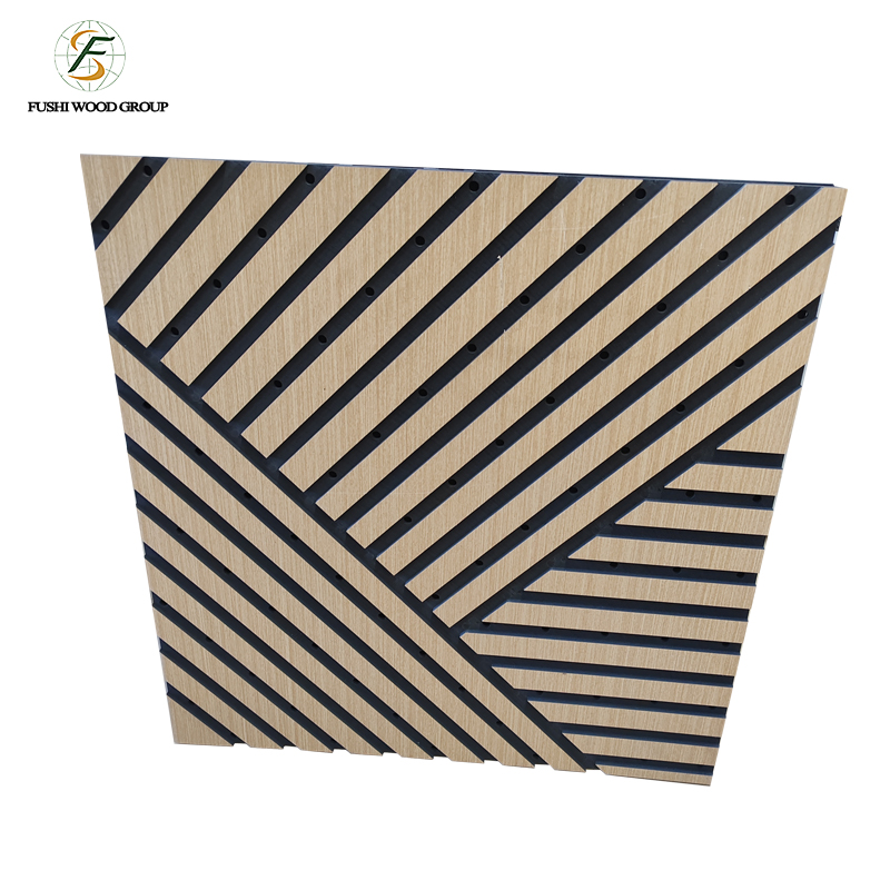 Red Oak Veneer Laminated MDF Polyester Sound Absorption Panels for Interior Wall Decoration
