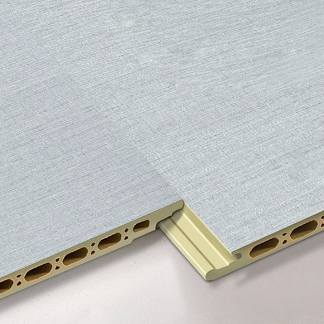 8*400mm V Groove Bamboo Fiber Integrated Wall Panels PVC Wall Panels for Hotel